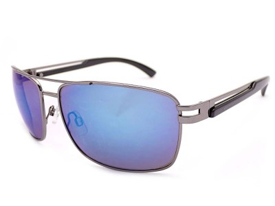 Stone by Bloc Pilot Style Sunglasses Silver/Black with Blue Mirror Lens ST611
