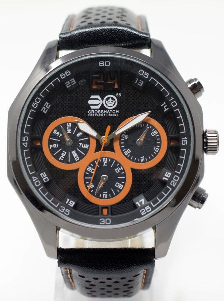 CROSSHATCH Gents Watch Black / Orange Sport Styling CRS73A