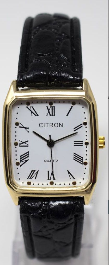 CITRON Quartz Black & Gold Small Rectangular Face Mens Watch GAQ32C