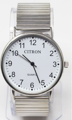 Citron QuartzSilver Round Face Expander Strap Gents Watch GAQEXP14A