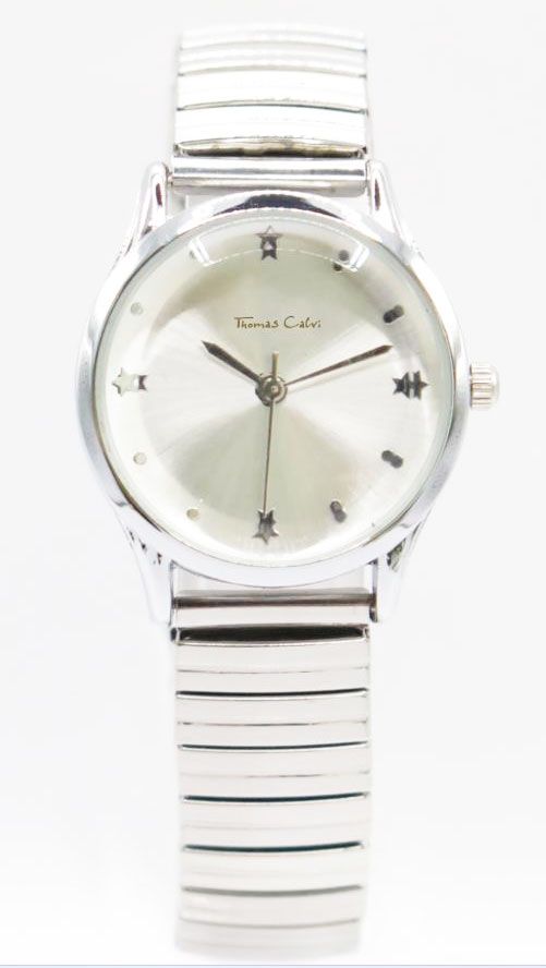  Thomas Calvi Quartz Silv Small Round Face Expander Strap Ladies Watch TCW280A