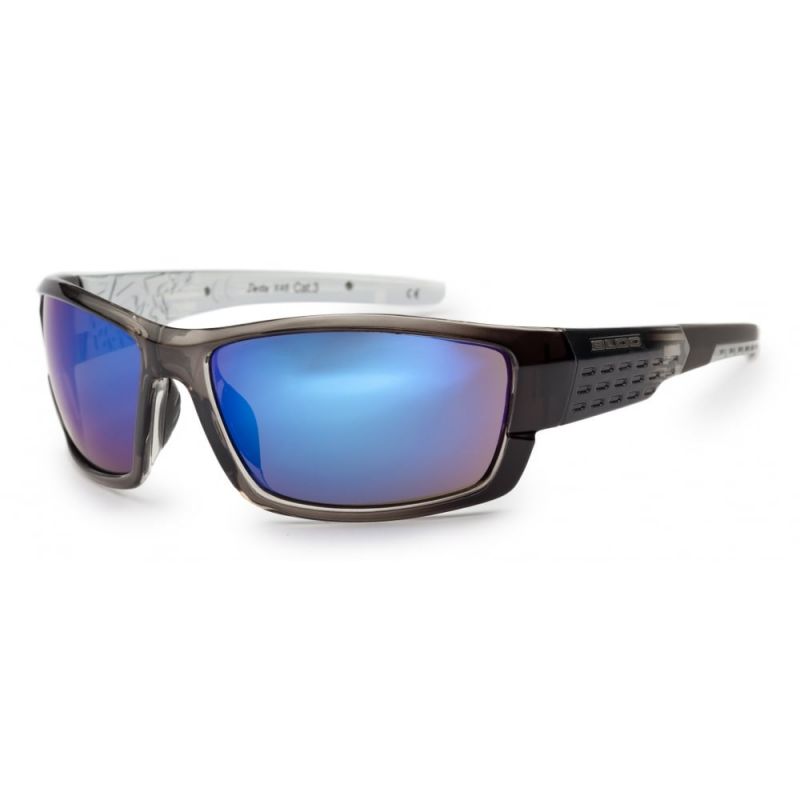 Bloc Delta Sunglasses Crystal Black with Blue Mirror Lenses X46