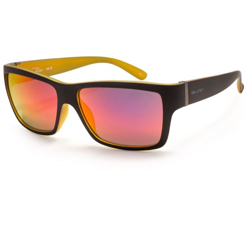 Bloc Riser XR1 Sunglasses Matte Black/Yellow with Sunburst Mirror Lens