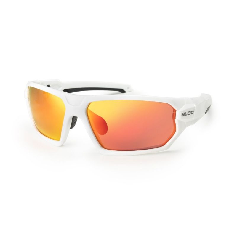 Bloc Twenty Five XSWB90 Sunglasses Gloss White with Blue Mirror Lens