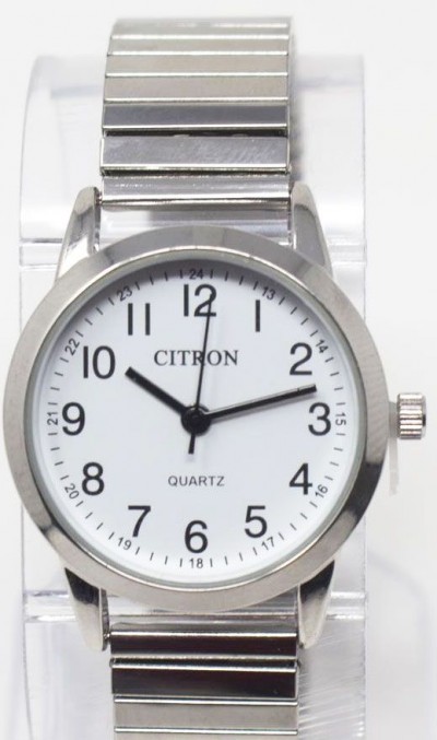 Citron Quartz Silver Small Round Face Expander Strap Watch LAQEXP09A
